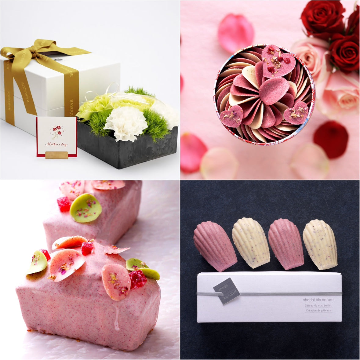 【コラボ商品】 黄緑白カーネーションBOX&選べる薔薇スイーツ