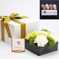 【コラボ商品】 黄緑白カーネーションBOX＆選べる薔薇スイーツ