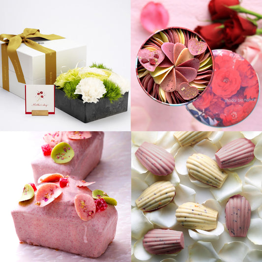 【コラボ商品】 黄緑白カーネーションBOX＆選べる薔薇スイーツ